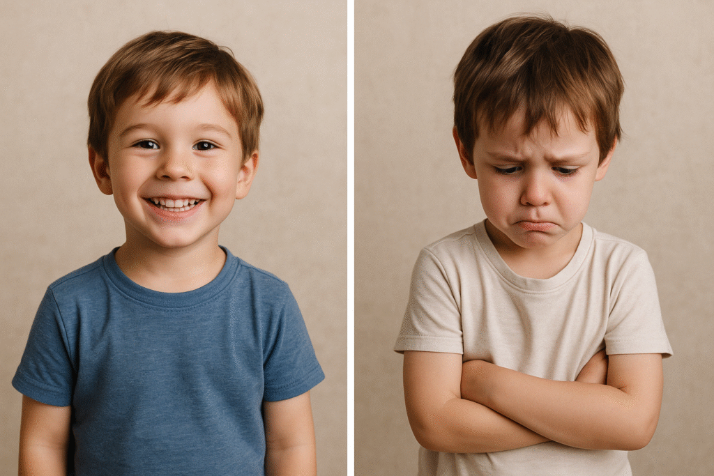 niño feliz niño triste