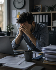 hombre cansado trabajo