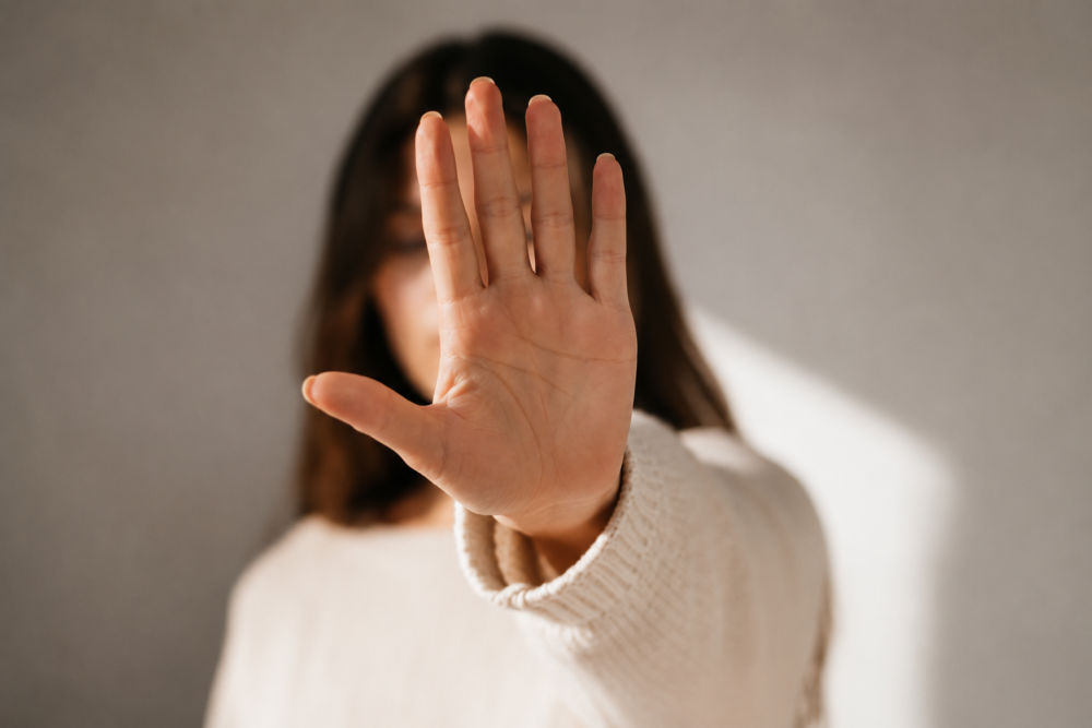 Psicología en Almería: mujer estableciendo límites saludables para proteger su bienestar emocional
