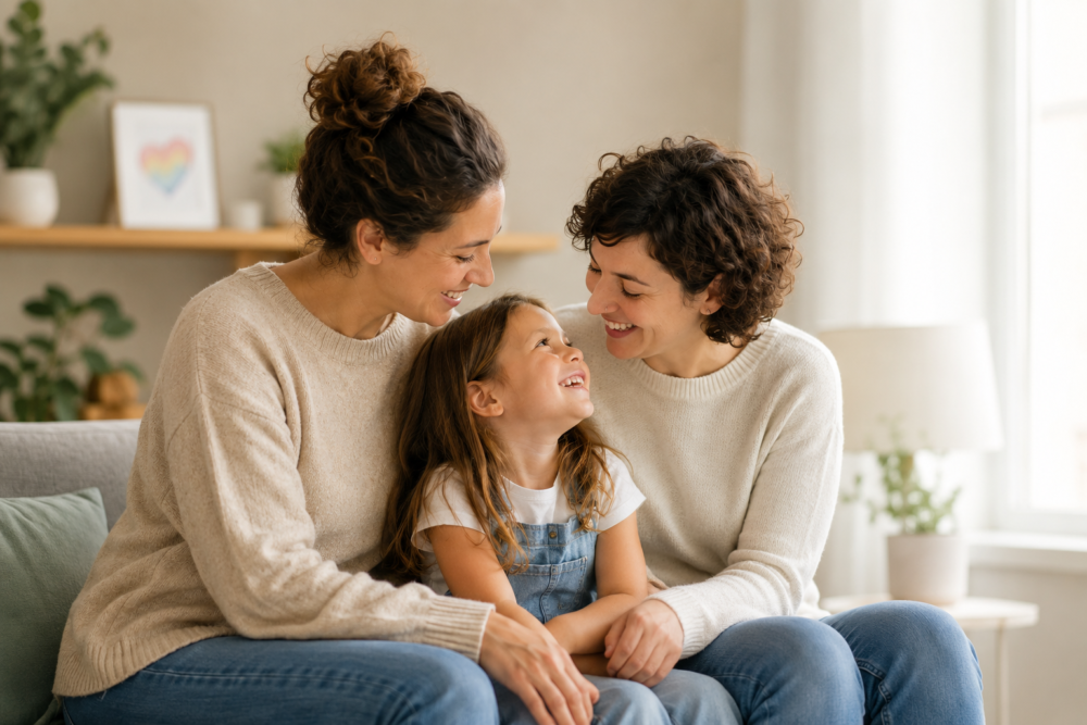 Familias homoparentales y desarrollo infantil | PsicoAlmería dos mujeres lesbianas con una hija en común